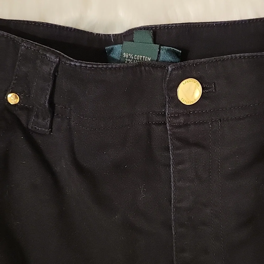 Lauren Ralph Lauren Jeans black velvety stretch straight leg classic sz 14 EUC…